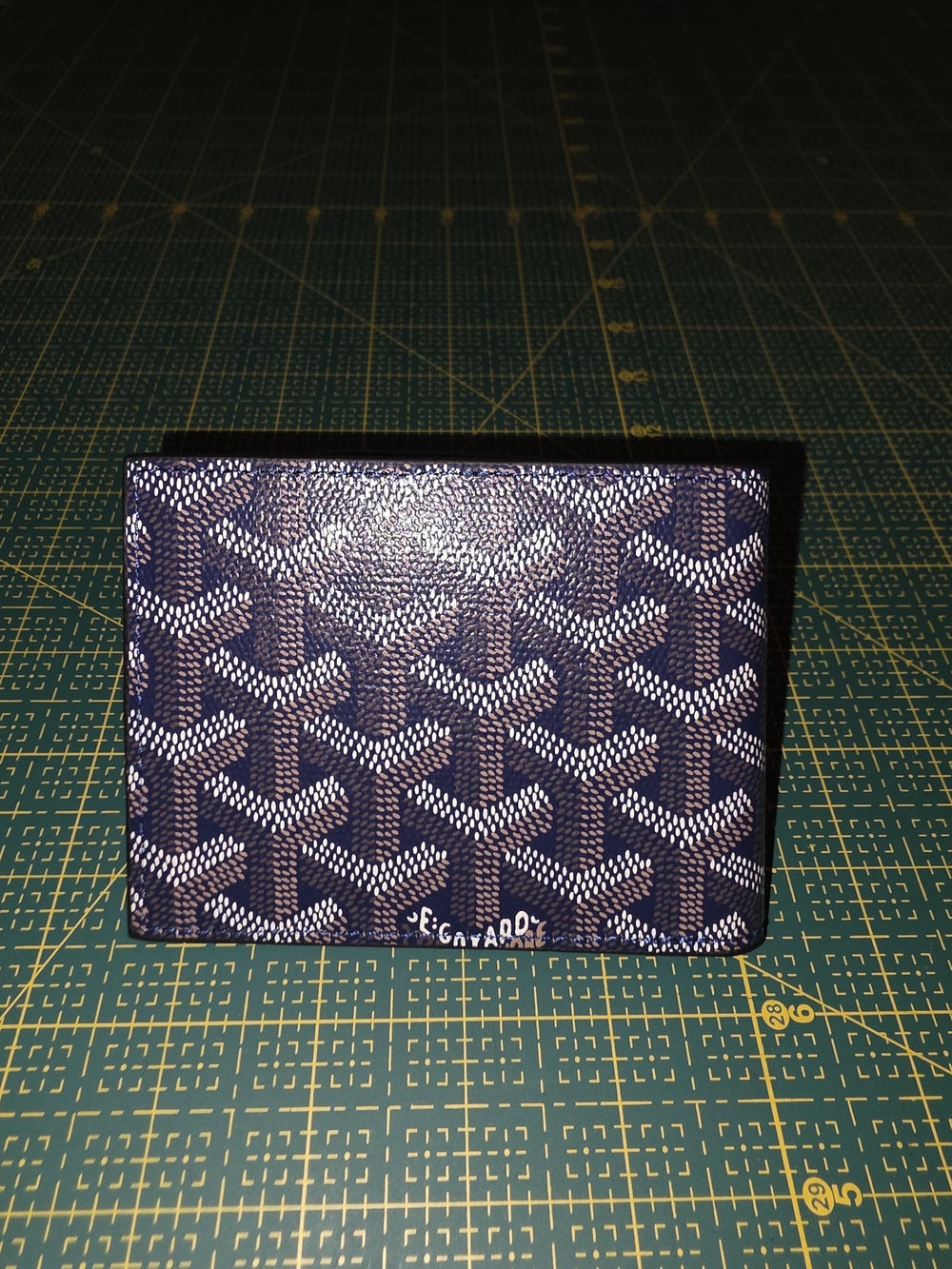 Goyard Navy and White Chevron Card Holder